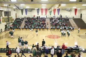 The Flyerettes at the boys’ Varsity basketball game. The girls danced their pom routine during the pre-game and their hip hop during halftime. They performed along with the cheerleaders during halftime. Photo courtesy of McDaniel’s Photography. 
