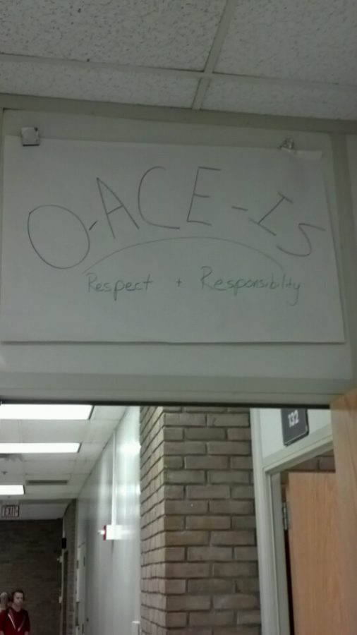 A poster that was created by one of the ACE bells. O-ACE-IS is a motto used in Mr. Drew Ostendorf’s ACE class. Students have the same ACE throughout high school. Image Credit: Max Fritzhand