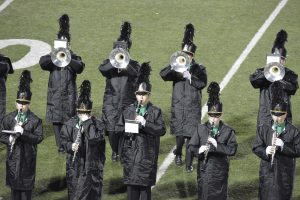 Performing at full strength at Senior Band Night The clarinets and trumpets,they played their show Film Noir . The Marching Band now comes to a close. Photo Courtesy Fred Peck 