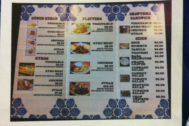  When you walk into Durum Grill for the first time you notice a menu in front of you. The food ranges from $4.00 to $10.00. You have limited options of food but all the food served is delicious. Image Credit: Max Fritzhand. 