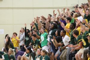 Students show their spirit through cheering. They also cheered others on while performing or competing in fun competitions. This was all in preparation for the big game. Photo courtesy: Jeremy McDaniels Photography