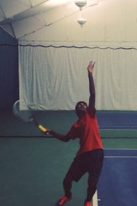 Nakul Narendran, 11, tore his medial collateral ligament (MCL) while practicing for the 2014 season. He has been on the road to recovery for the past three months, and is expected\ to be healthy by spring. The tennis team will begin its quest for a state title in March. Photo courtesy of Nakul Narendran. 