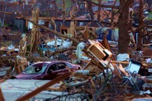 Washington, Illinois, a small town with a population of about 16,000. Entire blocks of homes were completely leveled with winds up to 200 mph. About 120 people were injured. Photo courtesy: MCT Photo Service