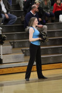 Katie Pruitt, 12 at the boys Varsity game against Mason. The team preformed at the pre-game and at halftime. The girls danced at every home game this season. Photo courtesy of McDaniel’s Photography 