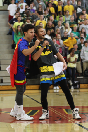    At the fall pep rally it was all student run and had a theme of superheroes. The adults, with a winter Olympics theme, ran the winter pep rally. The change from a student run pep rally to a teacher run one was something new to the school. Photo Courtesy of McDaniel’s Photography.