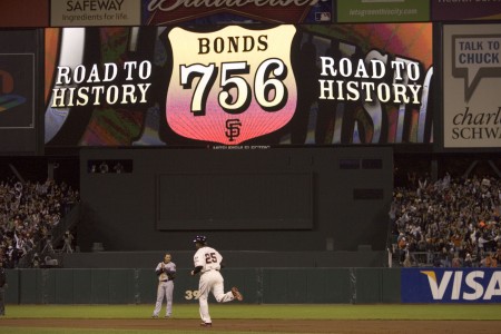 Barry Bonds rounds the bases after hitting home run number 756, breaking Hank Aaron’s all-time home run record. The record is now believed to be tainted, as Bonds took performance-enhancing drugs throughout his career. Photo Credit: MCT Direct 