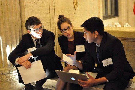 At a typical MUN conference, students debate issues and brainstorm possible solutions to world problems. Delegates then write resolutions and go into voting procedure to decide upon a satisfactory way to resolve the issue. Awards are given to those who show outstanding performance and contribute unique and well-developed ideas. Photo courtesy of Best Delegate