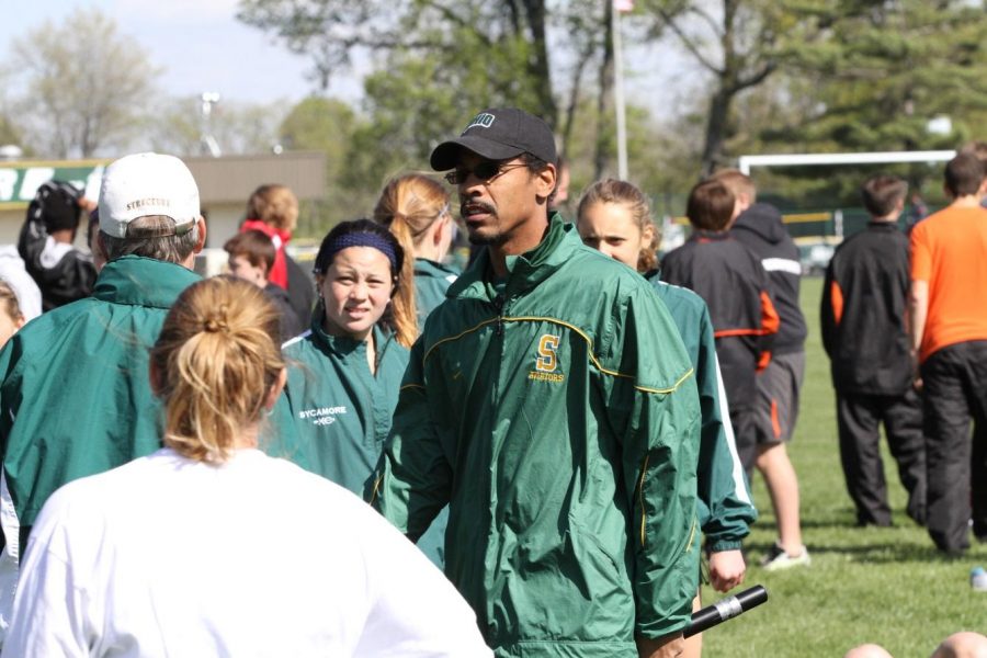 Coach Hank Ray at one of the meets at shs. Coach Ray has was awarded best coach in the gmcs last season. He is the sprinting coach for the track team. Photo courtesy of McDaniel’s Photography.  