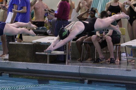 This swimmer is diving off the block at the start of the 200 I.M. The beginning of the race is just as important as the middle or end it could “make you or break you”. Every second counts so swimmers spend much of their time perfecting this ever so crucial part of the race.