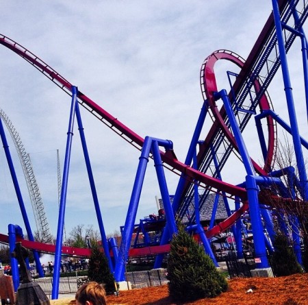 The Banshee is a blue and purple steel rollercoaster. Banshee is located immediately to the left of the park entrance in the Action Zone area. It sits atop the space formerly occupied by the ride, Son of Beast. Photo Courtesy: Ryan Meckes