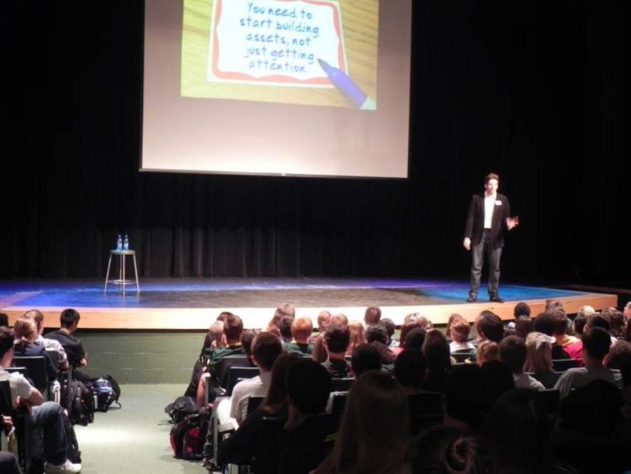 Today SHS hosted a motivational speaker named Scott Ginsberg. Scotts hook is that he has been wearing a name tag for 5113 days. He has written 27 books and makes his living from wearing his name tag.