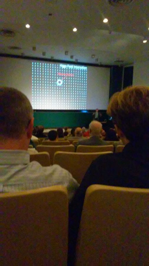 Particle physicist Joseph Incandela spoke at Ohio State University on October 2. His presentation focused on the new discoveries concerning the Higgs Boson. AP Physics students in attendance will receive extra credit. Photo courtesy of Lila Englander.