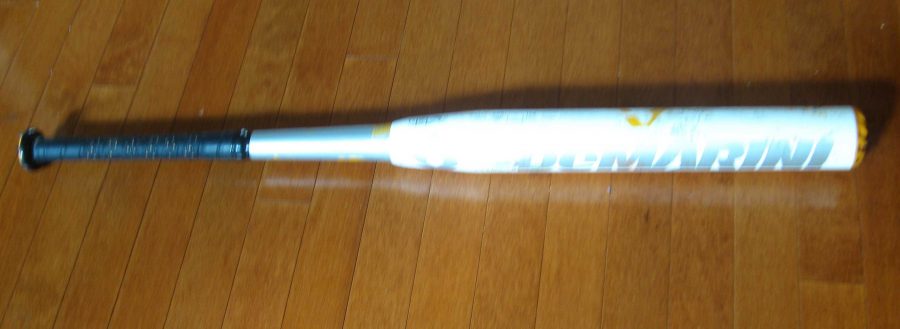 This is a composite bat. Composite bats are two pieces. Many athletes prefer these bats. 