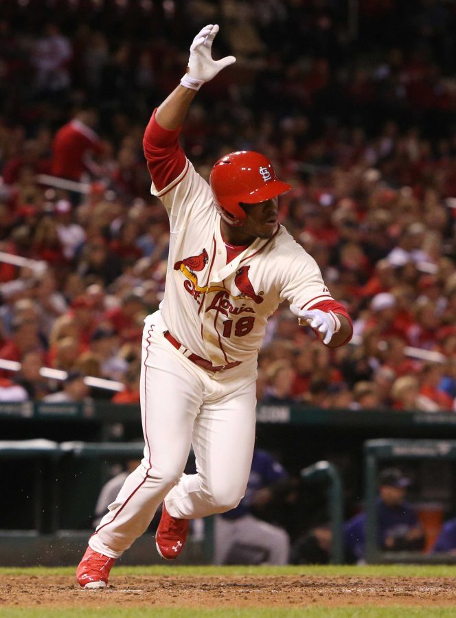Oscar Taveras hit his first postseason off of San Francisco Giants pitcher Jean Machi, in game two of the NLDS. He tied the game at 3-3 and the Cardinals won the game. Unfortunately that was the only game they won in the series. This was his finale at bat in the MLB. PC: MCT Photo