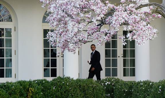 President Obama at the White House. This photo was taken before Omar Gonzalez entered the building. New security measures have been implemented in reaction to this.