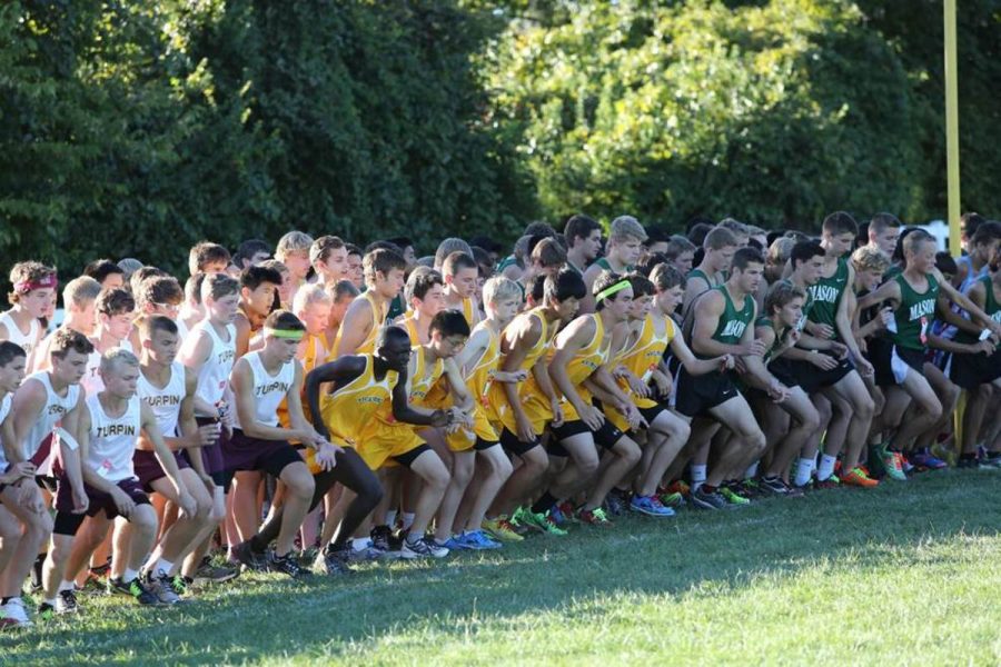 The boys’ cross country team starts a race in one of their meets. Although they did not reach their goal of going to state they enjoyed their season together. A large part of the team will return for Indoor track in the winter and track in the spring. Photo courtesy of McDaniel’s Photography. 