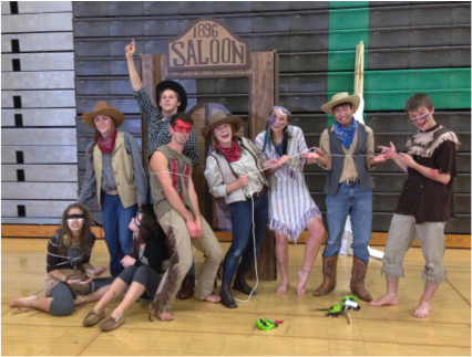 A group of seniors last year dressed up as cowboys and Indians. They were one of the numerous group costumes at Senior Halloween last year. At the end of the day, awards are given out by category, such as “Best Group Costume.” This group did not win an award, but they still had a great time.