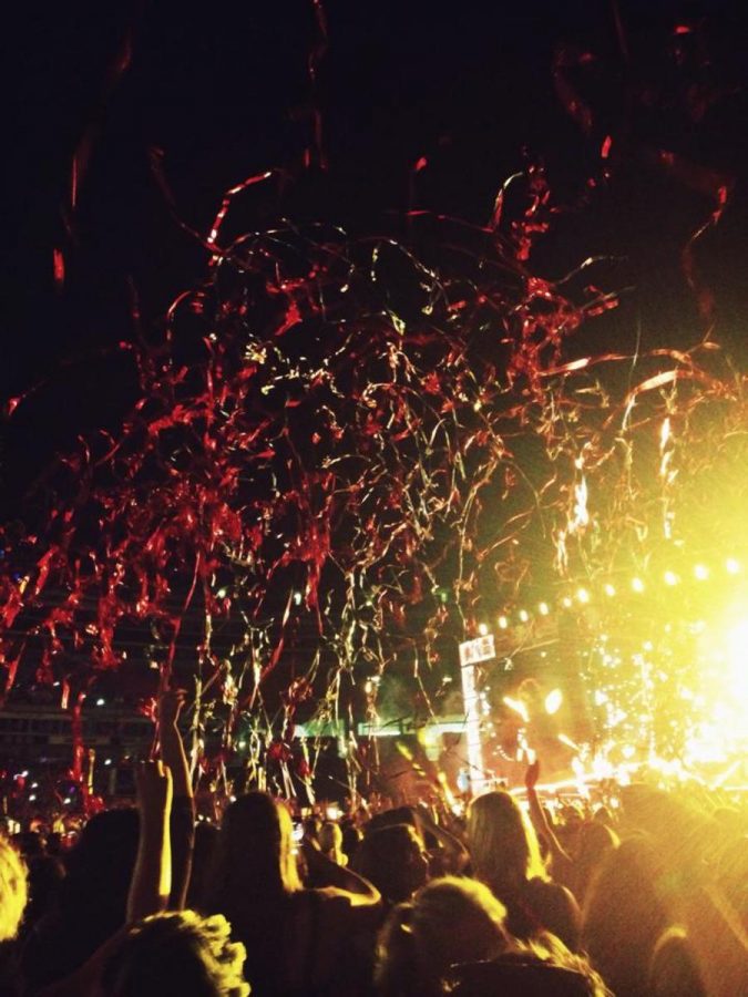 Confetti+falls+at+the+One+Direction+concert+in+Chicago+in+summer+of+2014.+Several+groups+of+students+traveled+five+hours+for+the+event.+Many+bought+their+tickets+a+year+in+advance.+