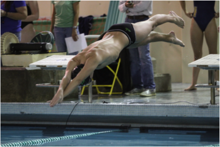 To start off all races but backstroke swimmers must learn to dive off the block.  The swimmer will use their arms to swing and propel themselves forward into the water. The straighter and farther the swimmer enters the water the faster they will swim during a race.  