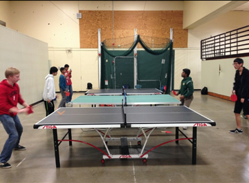 Members of the Ping Pong Club playing their choice activity. They are combining with Little Drops to have a fundraiser. Pictured is the newest ping pong table. 