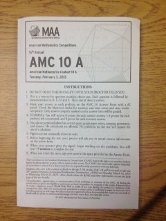The AMC competitors sat in the Gregory Center with AMC 10 participants sitting on the left side and AMC 12 participants on the right. Each student was given a protractor, compass, graph paper, and scratch paper for the test. 