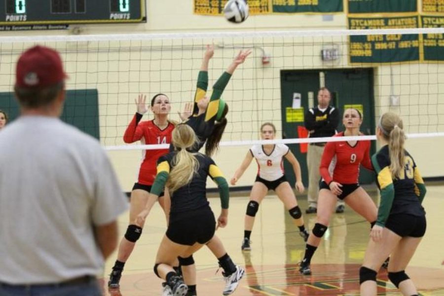 
Setter Kristy Russell pushes the ball back to the right side hitter. The setter position will need to be filled next year since Russell is a senior. Sydney Hineline and Abby Hughes will likely lead the team and be the starting setters.
