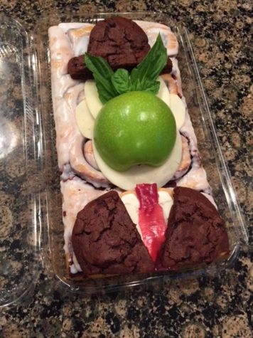 This food piece is based on The Son of Man by Rene Magritte.  The AP Art History students enjoyed doing the project. All the pieces were eaten at the end. Photo Courtesy of Elizabeth Rickert 