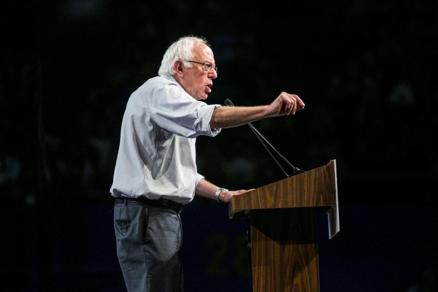 Sanders+speaks+at+a+Los+Angeles+rally.+His+appeal+to+youth+is+driving+more+young+people+to+attend+rallies+like+this.+This+is+important+as+young+political+participation+has+been+on+the+decline.