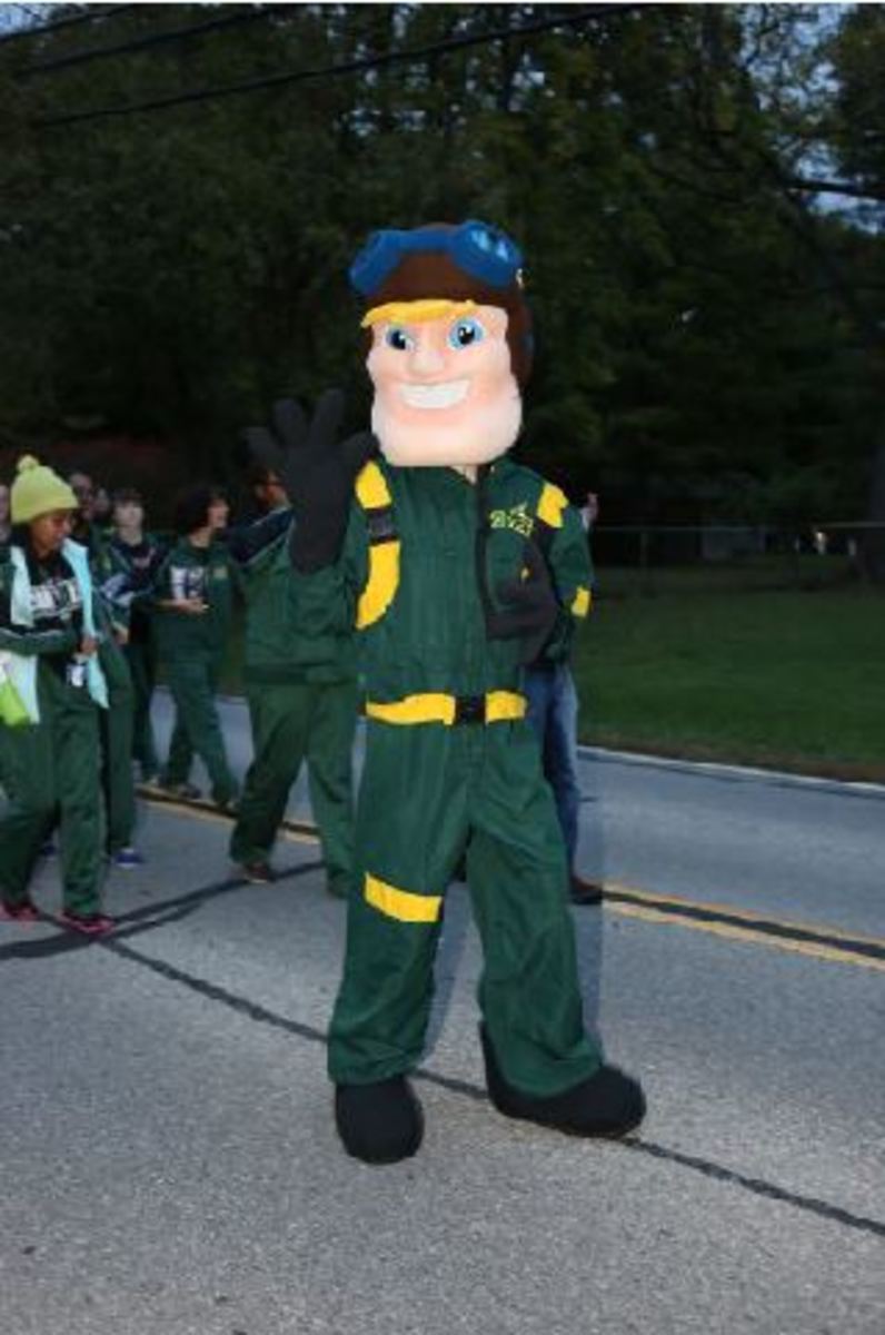 The Aviator is a loved character. He represents the Sycamore Community Schools district. He also shows up at almost every home sports event.