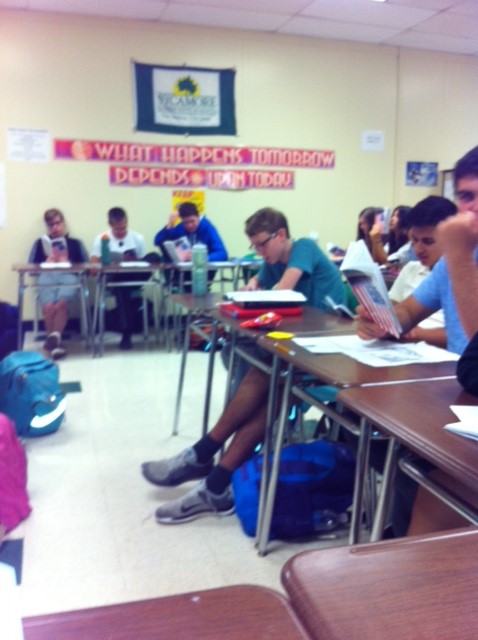 Mrs. Melissa Sullivan’s accelerated English 10 class reads “A Few Good Men” in class. Students switch roles every day in an attempt to get everyone involved. As they read, Sullivan often stops the class to discuss and analyze the text.