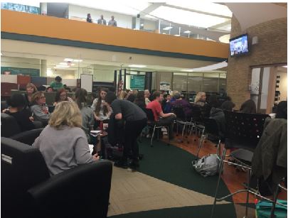 Students assembled in the IMC to watch Mott’s one hour presentation. As well as talking about his own experiences around the world, Mott shared with the students how they could become citizens of the world. He challenged the students to communicate with each other and share cultures. 