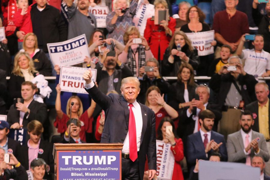Donald Trump speaks at a rally in Mississippi. Trump recently tweeted, “I refuse to call Megyn Kelly a bimbo, because that would not be politically correct. Instead I will only call her a lightweight reporter!” Him and many other conservatives are fighting to end the  so-called “PC culture”.
