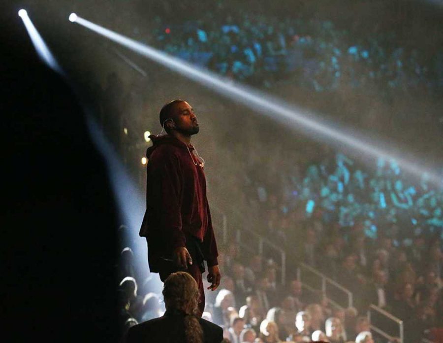   West awaits a crowd before performing at the Grammy’s in 2015. His newest album, Swish, is set to come 	out on Feb. 11. On top of Kanye’s collaboration with French Montana and Rihanna for this album, he is also working with Paul McCartney.