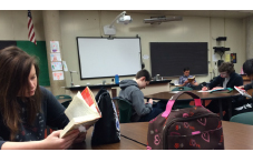 Mr. Taylor Tootle’s class reads during A lunch during their ACE bell.  At the beginning of the year, many students complained about the mandatory reading.  However after much effort on the part of Mr. Tootle, students read everyday.