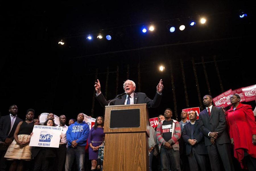 Bernie Sanders speaks to his followers at a rally. Sanders is one of two Democrats still in the race. He is competing against Hillary Clinton. Both the Democratic and Republican nomination will be decided in Ohio on March 15. 