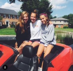 Pictured are freshmen Caitlyn Jarrett, Molly Ferguson, and Emily Kremchek. During the summer, typically, boys and girls will wear shorter shorts and looser shirts. This is all to accommodate to the warmer weather. 