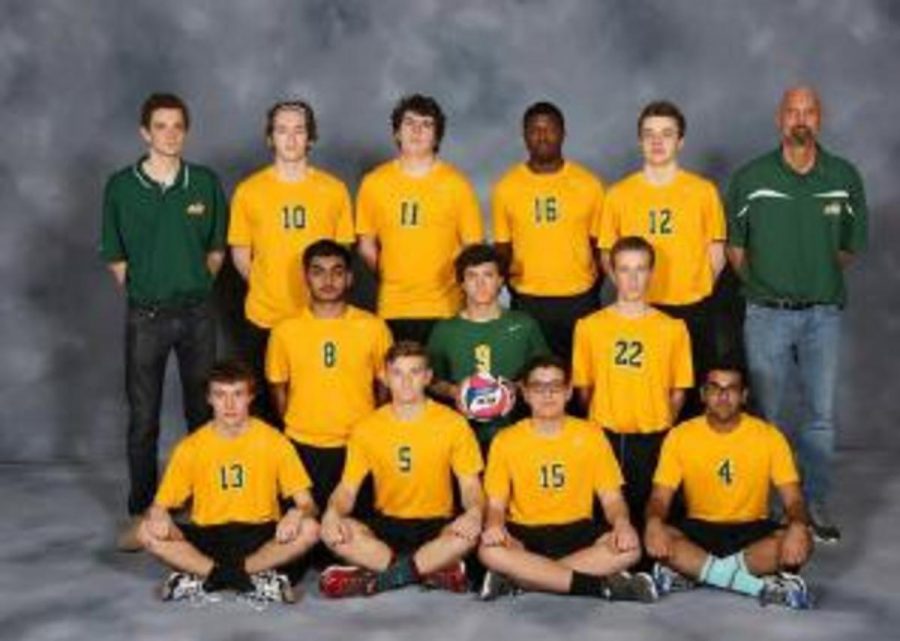 The 2016 men’s varsity volleyball squad team photo is at the right. The team is composed of only juniors and seniors, some in only their first year of volleyball. The team also has many underclassmen on the JV team. 
