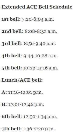 Extended ACE bell schedule