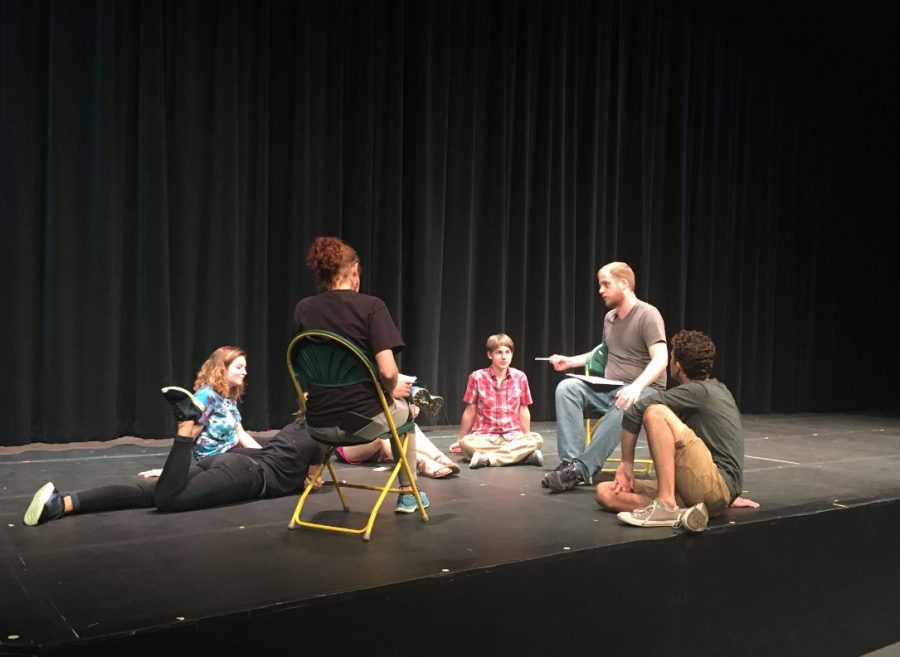 Improv Seniors meet with Directors to discuss Improv games. Most Seniors in the cast have been with the program for two years. The Improv is one of the only two shows in the season that casts Freshmen.