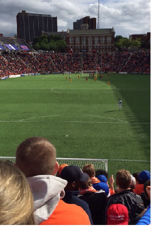 F.C. Cincinnati plays a USL opponent in their innagurual season. Like this match, many of their home games have been sellout crowds that sometimes break league attendance records. On October 2, F.C.C. will host a first-round playoff game.