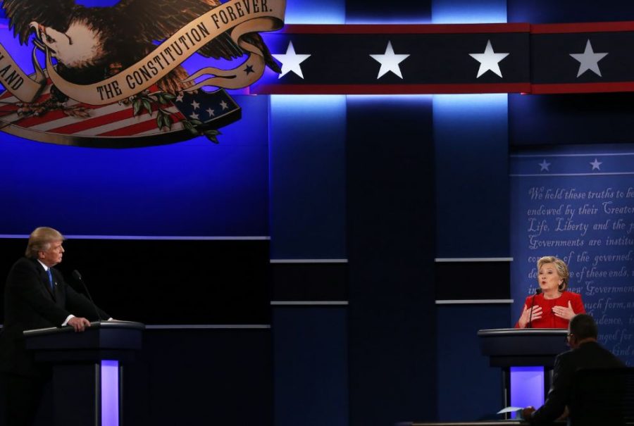 Hillary Clinton and Donald Trump debate about the economy, taxes, race relations, and their respective histories. The debate was moderated by Lester Holt of “NBC.” Both contestants were on screen the whole time so that audiences could see both faces. 