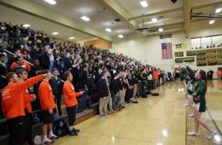 KAPLOW! Pep rallies, which are all organized by the Student Council, usually are well-received by everyone. Everybody can be seen rejoicing in the spirit of SHS, getting energized and excited. The Ave Cave gets rowdy for the night’s game. Photo courtesy of: McDaniel’s Photography.