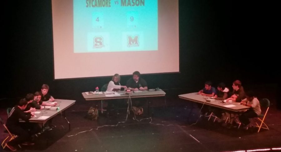 THE MORE YOU KNOW. SHS’ AQT faces off in a team round against against Mason. Team round takes place first in every competition and includes three questions in each topic (from literature to American government), one for each team and one tossup. SHS won the first match 78-63.