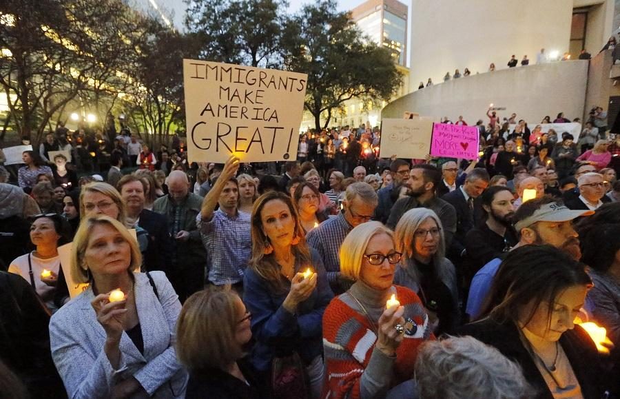 PROTEST. Around the country protests sprung up in major cities in response to the executive order. The uncetain langugae of the ban upset and confused many. Those who were on visas or green cards were also unlawfully detained.