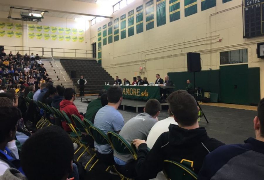 JUST SAY ‘NO.’ On April 7, students who were present at school witnessed a documentary and listened to an expert panel on the dangers and effects of heroin. The panel has visited various schools to impart the severity of the heroin epidemic. Their goal is to raise awareness early on in order to combat the issue before it starts.