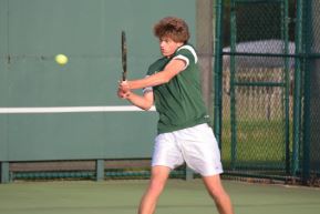 BANG! Senior Captain Noah Stern wins a point against Mason High School junior Andrew Pregel in the semifinal. Stern would go on to win the match and secure SHS a second straight Coaches’ Classic team title. Along with the team title, there were three individual champions at first singles, third singles, and second doubles. Photo courtesy of: Linda Stern.