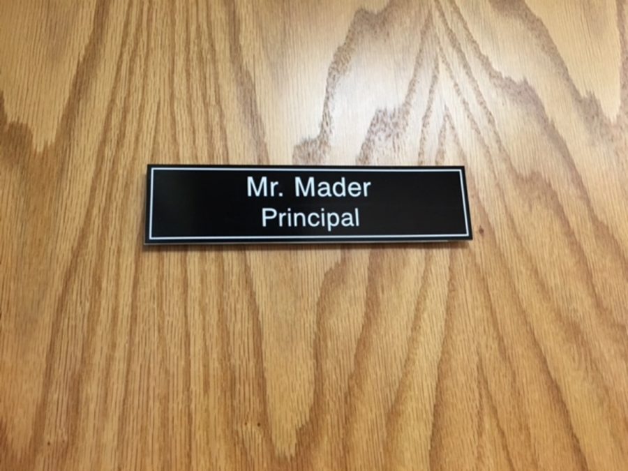 WHATS NEW? Principal Doug Mader discusses what he is excited for this school year. The administration will soon roll out new monitors around the school. He also discusses the role of ACE this year. Photo courtesy of Jenna Bao. 