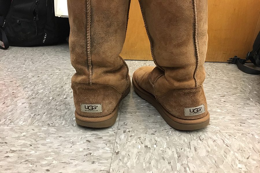 LOOK AROUND YOU. One of the key indicators of students responding to the season changing is the difference in footwear. At SHS, many girls own a pair of Uggs and are starting to wear them.  Other telling pieces of clothing include heavier jackets, pants, gloves, fuzzy socks, and scarves.