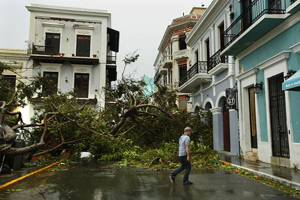 DESTRUCTION. The narrow streets of Old San Juan have debris strewn everywhere. Before Hurricane Maria hit, San Juan was filled with restuarants, markets, and beaches making it a popular tourist destination. 
However, residents here are in better shape than rural towns.  Photo courtesy of MCT Campus. 