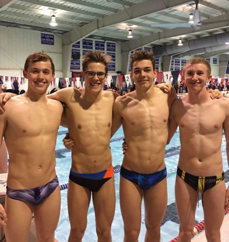 STATE SUCCESS. The Varsity boys relay team seeks a state ranking in Canton, Ohio on Feb. 23 and 24. Winter sports are winding down their seasons, but not without leaving a winning legacies in search of state titles. Photo courtesy of Elliot Carl.